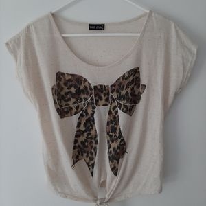 Wet Seal cheetah bow crop summer Y2K Animal Print shirt. Size Medium